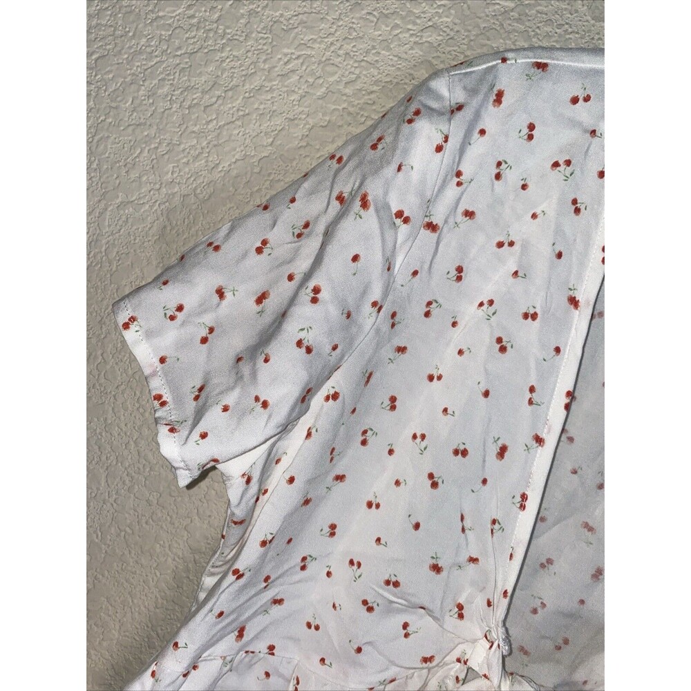 new Babydoll Cherry Blouse Shirt Crop Tie Front Fairy Dainty 90s retro sexy - Picture 4 of 8